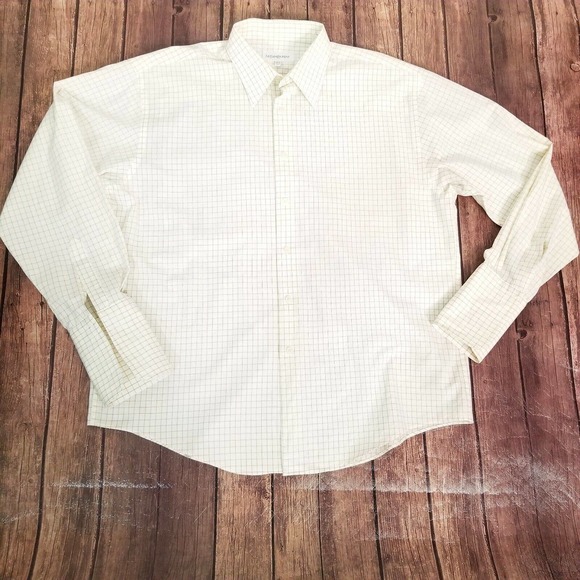 Yves Saint Laurent Other - Yves Saint Laurent Button Down Shirt Mens Size 34-35 Yellow Checkered 16.5 Large